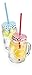 Set of Four (4) Regular Mouth Mason Jar Straw Lids with Straws (Gingham)