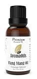 Ylang Ylang Essential Oil by AromaOils - 1 oz (30 ml) - 100% Pure and Best for Aromatherapy, Massage Oil, Hair, Skin, Perfume, Aphrodisiac, Sensual, and as a Mood Enhancer