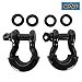 EAG 3/4 inch Black D-Ring Shackles 4.75 Ton Capacity with 7/8 inch Diameter Pin and Black Isolator Washer Kits 1 Pair