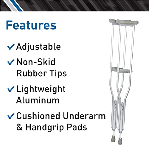 BodyMed Aluminum Crutches, Adult, Medium, 5' 2"5' 10" Pair of