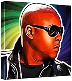 Jada Kiss - Pop Art Print (Multicolour; Psychedelic Swirl Background) 50 x 50 x 2 cm Large Square Deep Box Canvas