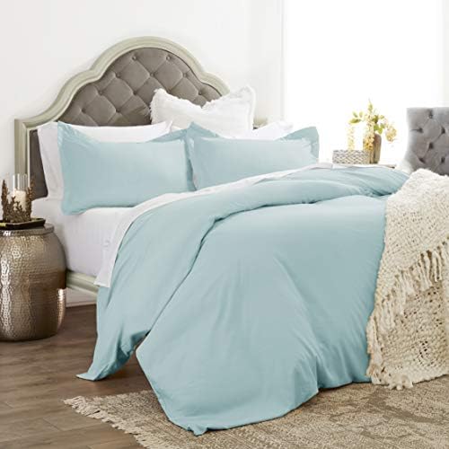 JÁCLER 3 Pieces Duvet Cover Set | 1 Duvet Cover with 2 Pillow Shams | Soft Brushed Microfiber Fabric | Shrinkage and Fade Resistant | with Zipper Closure and Corner Ties | King/California King | Aqua