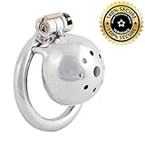 TERNENCE Metal Chastity Device Male Comfortable Virginity Lock Chastity Belt with Small Cage (1.57 inch / 40mm)