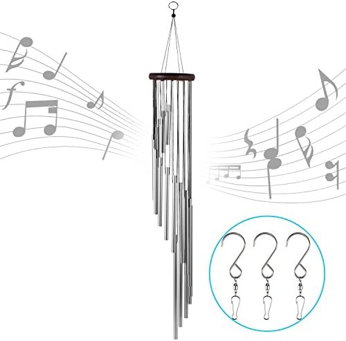occer 35 Inch Wind Chimes 18 Different Length Tubes Amazing Grace Large Wind Chime Kit with 3 Hook Decor for Garden, Porch, Balcony,Outdoor & Indoor,Great Gift Choice,Silver