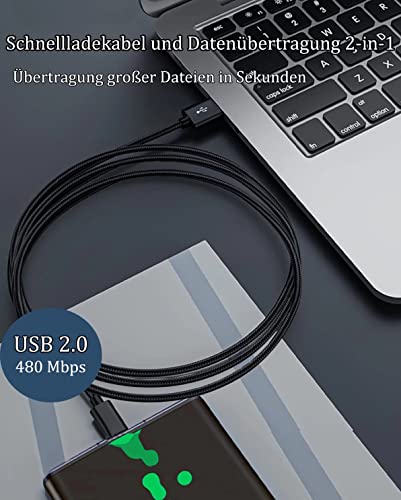 Aenkall USB C Kabel Schnellladekabel 2M, Lange USB C Ladekabel [2 Stück], Nylon Typ C Ladekabel, Usb Typ C Kabel Kompatibel für Samsung Galaxy/S21/ S20/ S10/ S9/ S8+ /S10/A71/A52, Huawei P40/ P30/ P20