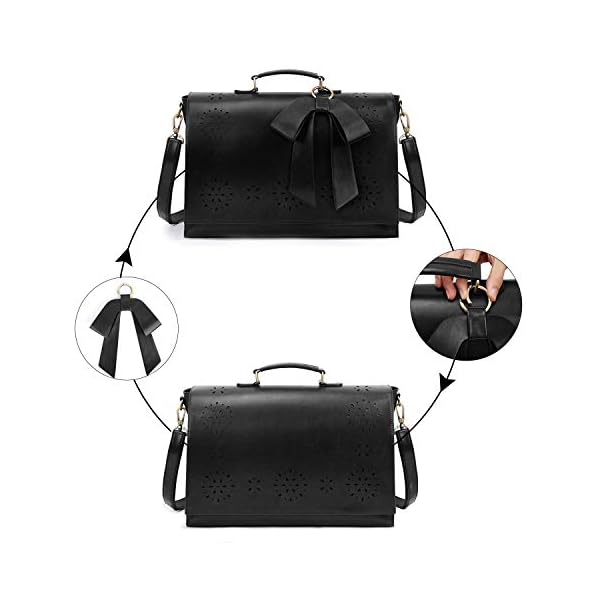 women's pu detachable bow briefcase