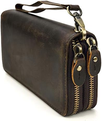 長財布 本革 メンズ 大容量 カード24枚収納 携帯2台収納 スマホ対応 レトロ ラウンドファスナー ロングウォレット 小銭入れ付き レザー 財布 チェーン付き