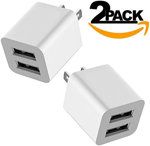 USB Wall Charger, Certified Tricon 2-PORT Power Adapter, 2-Pack 2.4Amp Dual Port Fast Charger Plug Cube for iPhone X 8/7/6 Plus SE/5S/4S ,iPad, iPod, Samsung, LG, HTC, Huawei, Moto, Tablets & More