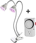 Dual LED Grow Light with Outlet Timer - Top 10W Desk Clip LED Plant Lamp with 360 Degree Flexible Gooseneck for Indoor Plants, Greenhouse, Home, and Office by Extreme Growth