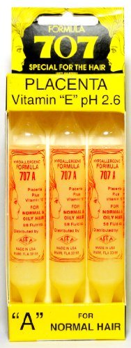 Placenta & Vitamin E (((FORMULA 707))) Hair Growth Leave-in Treatment - 3 ampoules (vials) of 5/8 fl. oz EACH