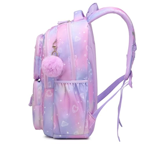 PIG PIG GIRL Kids Backpack for Girls - School Bags for Middle School Students - Book Bag for Elementary Primary - Kawaii Ita Backpack - Purple