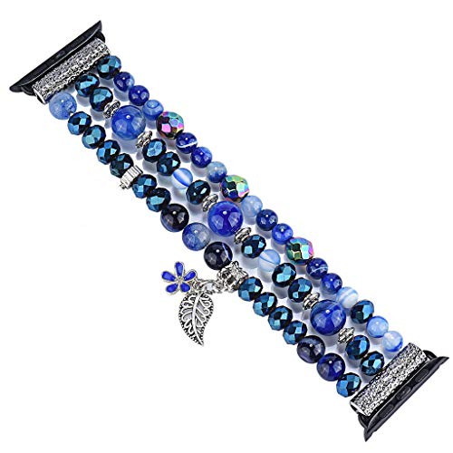 Sodoop Bracelet Compatible for Apple Watch Band 42mm/44mm Women Girl, Fashion Luxury Handmade Elastic Beaded Straps Replacement Wristband Compatible for iWatch Series 4/3/2/1