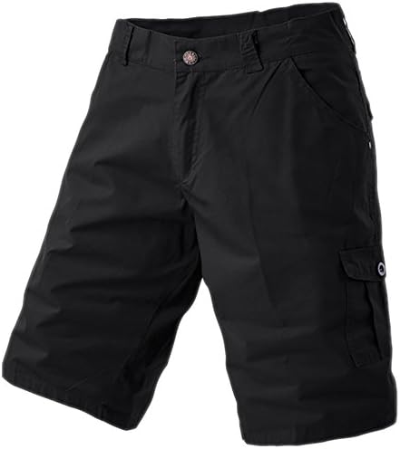 Mens Regular Fit Pleat Front Cargo Shortsfor men solid color-Black-40