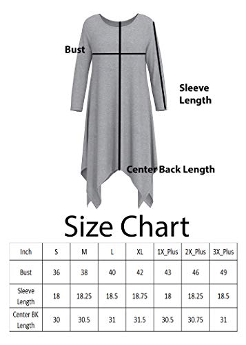 iliad USA P1136 Womens 3/4 Sleeve Hankerchief Hem Pockets Casual T-Shirt Dress Eggplant XL