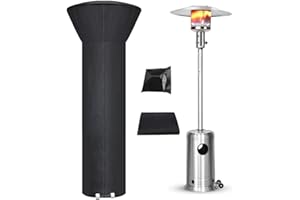 CoverFml Patio Heater Cover with Zipper and Storage Bag,Waterproof Outdoor Heater Covers 420D Dustproof Wind-Resistant Sunlight-Resistant Snow-Resistant Black (89"HX33"DX19"B Round)
