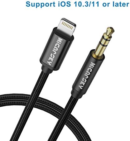 Micarsky AUX Cord Compatible for iPhone XS/XR/X/8/8Plus/7/7Plus, 3.5mm AUX Male Audio Adapter for Car Stereo or Headphone, Support iOS 12.1 and Later (Black)