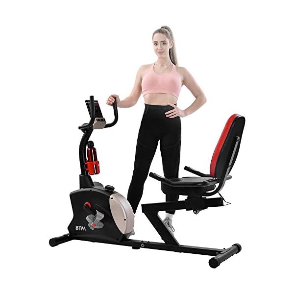Indoor Recumbent Exercise Bike with Pulse, Stationary Cycling Bike with Bluetooth, 8Level Magnetic Resistance…