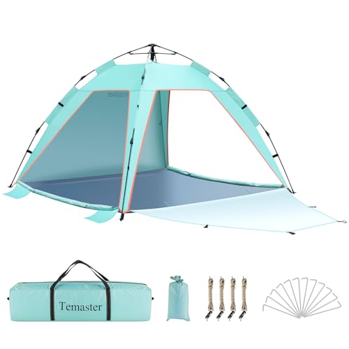 4-5 Person Instant Pop Up Automatisches Strandzelt, Extra großes tragbares belüftetes automatisches Sonnenschutz mit 3 erweiterbarer Veranda, UPF 50+