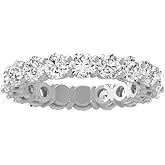 ARAIYA FINE JEWELRY 2 Carat to 5 Carat (CT. T.W.) Lab Grown Diamond Eternity Band Ring for Women |14K Yellow or White Gold Wedding Anniversary Band Ring | D-E Color and VS Clarity