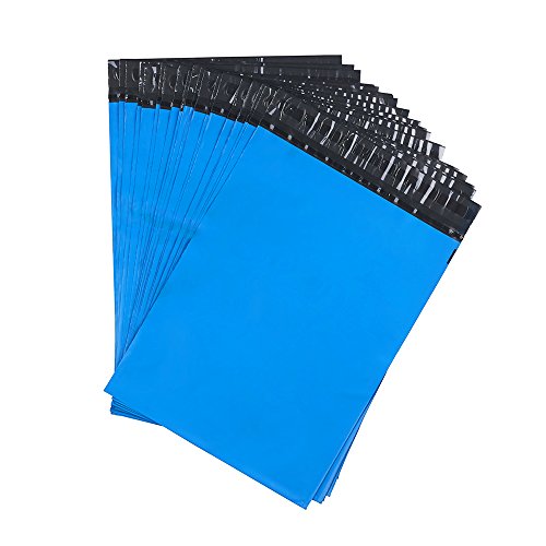 Metronic 100 12x15.5" Easy-tear Sealing Poly Mailers Envelopes Shipping Bags Zipper Style with Self Adhesive and Tear Strip, Waterproof and Tear-proof Postal Bags Light Blue
