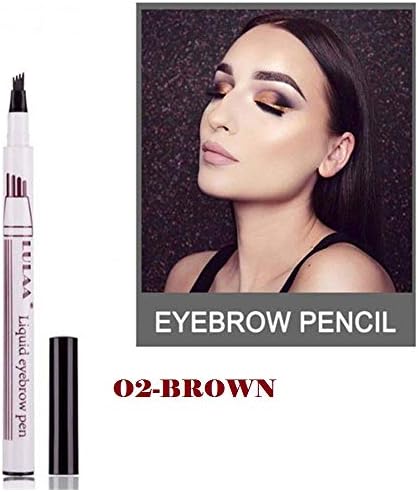 AGE CARE 1 PC Of Tattoo Eyebrow Pen with Four Tips Long-lasting Waterproof Brow Gel and Tint Dye Cream for Eyes Makeup pencil.(02-BROWN)