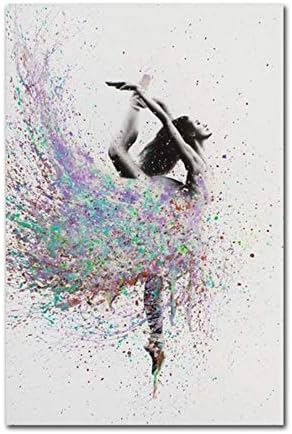 XIANGPEIFBH Modern Abstract Oil Canvas Painting Ballerina Beauty Art Poster Nordic Decoration Wall Pictures for Girl's Room-60x80cm No Frame