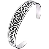 TURTLEDOVE Dara Celtic Knot Bracelet - Viking Bracelet with Vintage Totem - Stainless Steel Nordic Bangle Adjustable