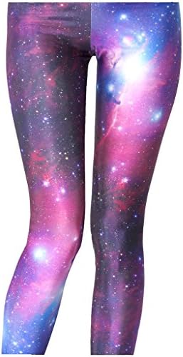 Women's Starry Purple Printed Galaxy Tights Sexy Leggings Pants High Waist Tights