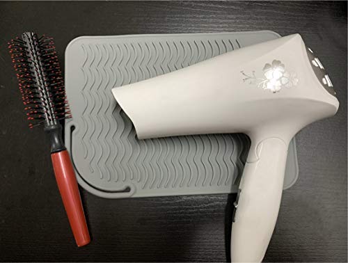 Curling Iron Holder, Heat Resistant Silicone Mat, Portable, Fast Chilling, Food Grade Material for Curling Iron, Hair Straightener, Curling Wand Storage, Grey - Thumbnail 6