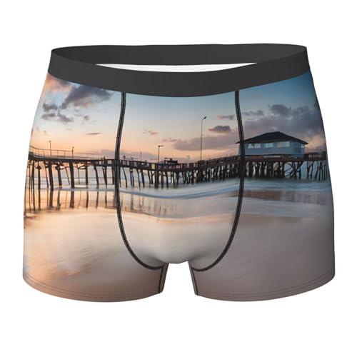 Sunset Beach And Bridge Print Men'S Boxer Briefs With Elastic Comfort Fit Design For All-Day Wear