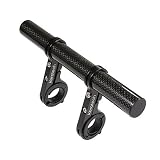 Kbrotech Bike Handlebar Extender Double Handlebar Extension Carbon Fiber Mount Holder with Aluminum Alloy Braket Space Saver (DBlack)
