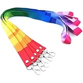 yueton 5pcs Colorful Rainbow Neck Lanyards Straps Strings Cords with Lobster Clasp for ID Tags, Name Card, Business ID Card Holder, Badge Reel
