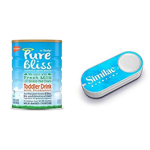 Pure Bliss by Similac Toddler Drink with Probiotics, Starts with Fresh Milk from Grass-Fed Cows, One Month Supply, 31.8 ounces (Pack of 4) + Similac Dash Button