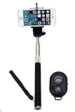 New Arrival UFCIT Extendable Selfie Handheld Stick Monopod with Adjustable Phone Holder and Bluetooth Wireless Remote Shutter for iPhone Samsung and other system over IOS 6.0 and Android 4.2.2 Smartphones (Black Monopod with Shutter)