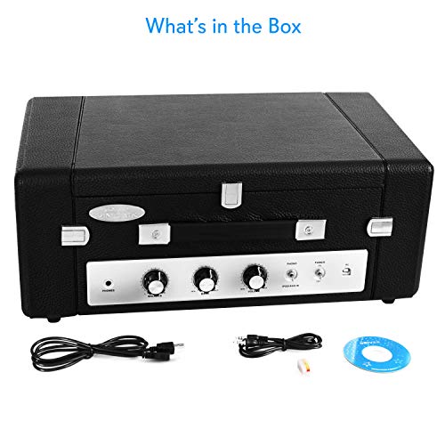 Updated Version Pyle Portable Bluetooth Suitcase Record Player w/ Dual