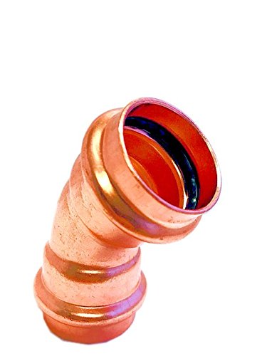Libra Supply Lead Free 1/2 inch Press Copper 45 degree Elbow, Press x Press, (Pack of 10 pcs, Click in for more size options), 1/2'', 1/2-inch copper pipe fitting plumbing supply - Thumbnail 2