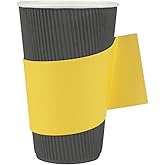 Restaurantware SLEEVES ONLY: Restpresso Hot Coffee Sleeves With Handle 50 Disposable Cup Sleeves - Cups Sold Separately Fits 12-16- And 20-Ounce Cups Yellow Paper Cup Jackets