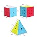 Roxenda Speed Cube Set, Stickerless Magic Cube Set of 2x2x2 3x3x3 Pyramid Frosted Puzzle Cube