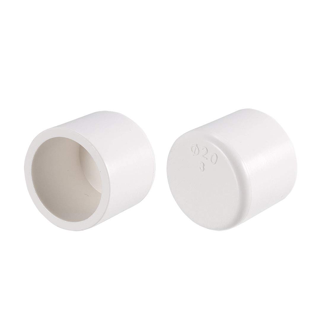 sourcingmap 10Pcs White Plastic 20mm Inner Dia 17mm Inside Depth End Cap Pipe