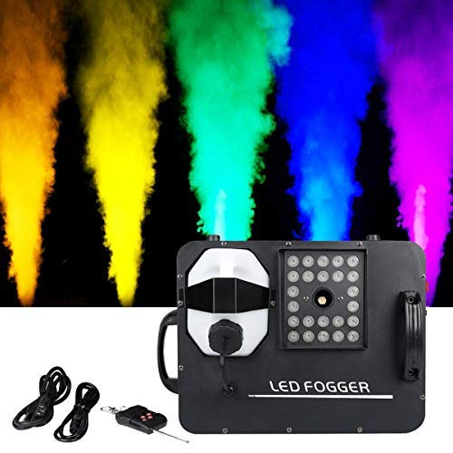 Tengchang 1500W Fog Smoke Machine RGB 3in1 24 LED Light DMX DJ Stage Party Show Wireless Remote Fogger