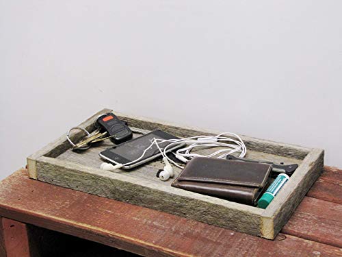 Men's Valet Tray, Gift for Him, Mens Dresser/Nightstand organizer, Rustic Wood Keys and Wallet holder, Fathers Day-Husband Birthday gift. - Thumbnail 2