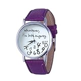Creazy® Hot Women Leather Watch Whatever I am Late Anyway Letter Watches (Purple)