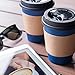 Glowcoast Disposable Coffee Cups With Lids - 12 oz To Go Coffee Cup (90 Pack). Travel Cups Hold Shape With Hot Drinks, No Leaks! Paper Cups with Insulated Sleeves Protect Fingers!