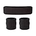 Suddora Sweatbands for Kids, Moisture Wicking 2 Wristbands and 1 Headband Set, Soft and Skin-friendly Fabric, Moisture-wicking Athletic Sweat Bands for Basketball, Baseball, Soccer, Black