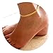 Befettly Womens girls Adjustable Double Layer Handmade Dainty Anklet 14K Gold Fill Boho Beach Foot Chain Warter Drop-4-Triangular Smooth