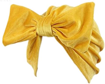 Decou Solid Color Bowtie Elegant Expensive-feel Stretch Turban K15-1 (Yellow)