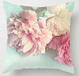 Kenneth case Wholesale Customized Flowers Ponies Shabby Chic Pink Floral Love Retro Style Square Zippered Throw Pillowcase 18X18 Inch(One Side)