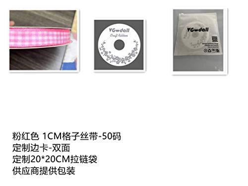 VGoodall Pink Gingham Ribbon, 3/8 x 50Yd Picnic Craft Ribbon Pink Ribbons for Hair Accessories Craft and Christmas Gift Wrapping