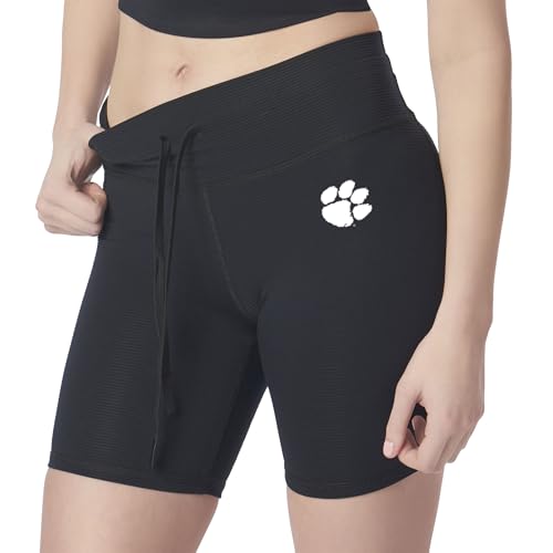 NCAA Clemson Tigers High Waisted Rib Shorts for Women and Girls, Athletic Biker…
