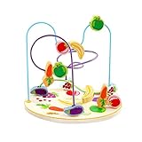 GEMEM Wooden Beads Maze Fruit Toddler Roller Coaster Educational Baby First Toys Cube for 1 2 3 Years Old Baby Boys Girls